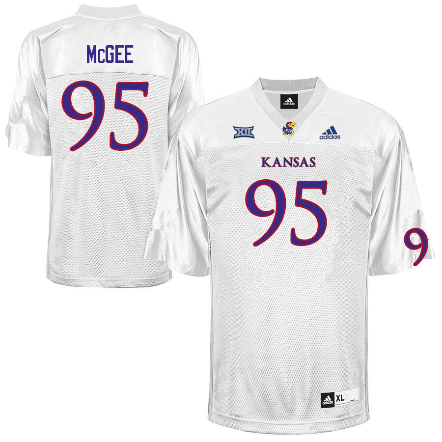 Men #95 Ronald McGee Kansas Jayhawks College Football Jerseys Sale-White - Click Image to Close